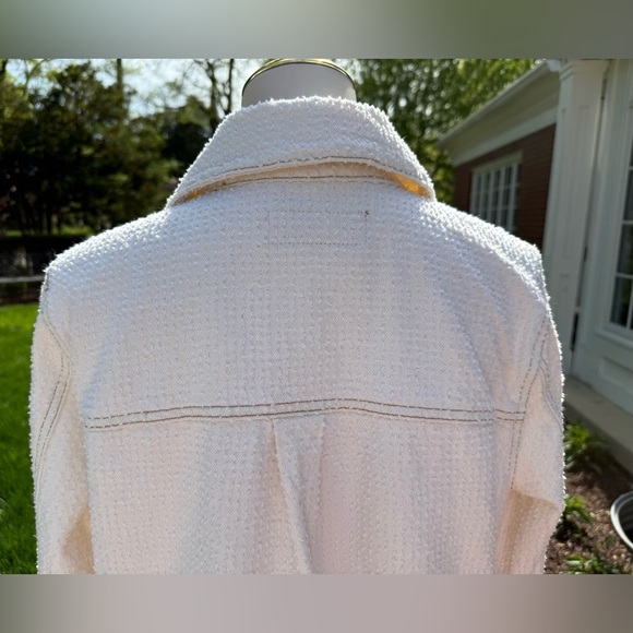 Blank NYC Ecru Cropped Punch Hole Shirt Jacket with Pockets - Picture 8 of 14
